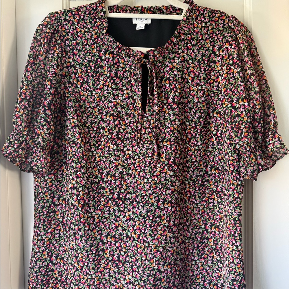 J. Crew Factory Black Floral Blouse